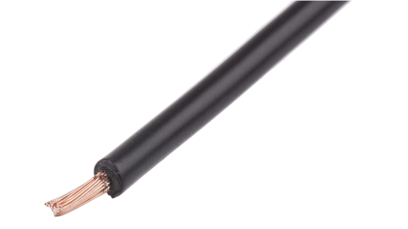 RS PRO Black 1 mm² Tri-rated Cable, 18 AWG, 32/0.2 mm, 100m, PVC Insulation