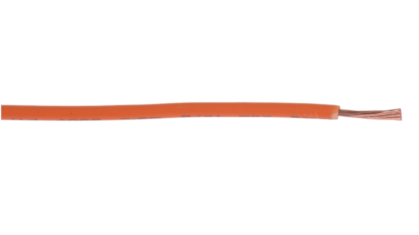 RS PRO Orange 1 mm² Tri-rated Cable, 18 AWG, 32/0.2 mm, 100m, PVC Insulation