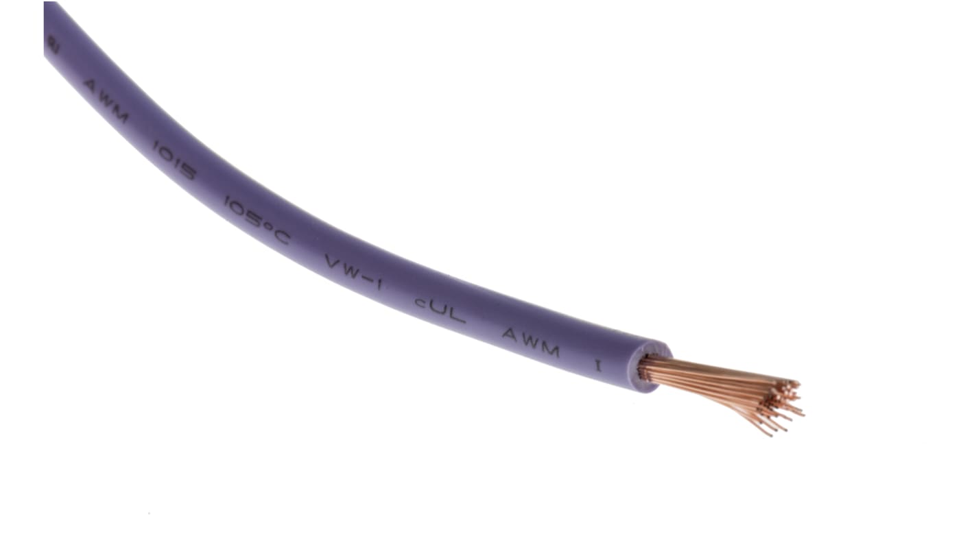 RS PRO Purple 2.5mm² Hook Up Wire, 14 AWG, 50/0.25 mm, 100m, PVC TI3 Insulation