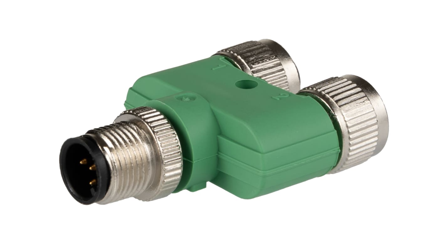 Phoenix Contact Y-Shaped 4 Pole M12 Plug to 4 Pole M12 Socket Adapter