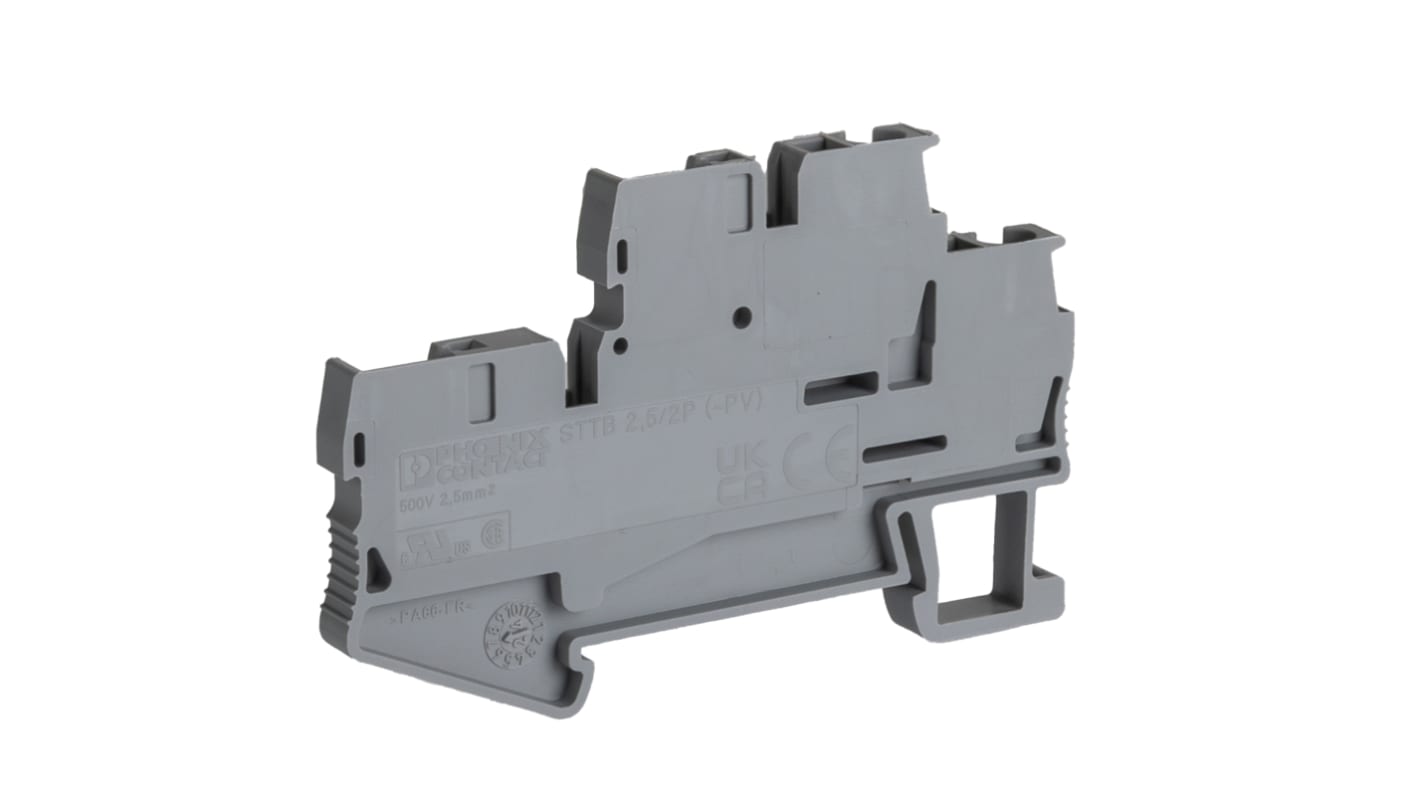 Phoenix Contact 3040054 STTB 2.5/ 2P Series Grey, 2.5mm², Double-Level, Spring Clamp Termination