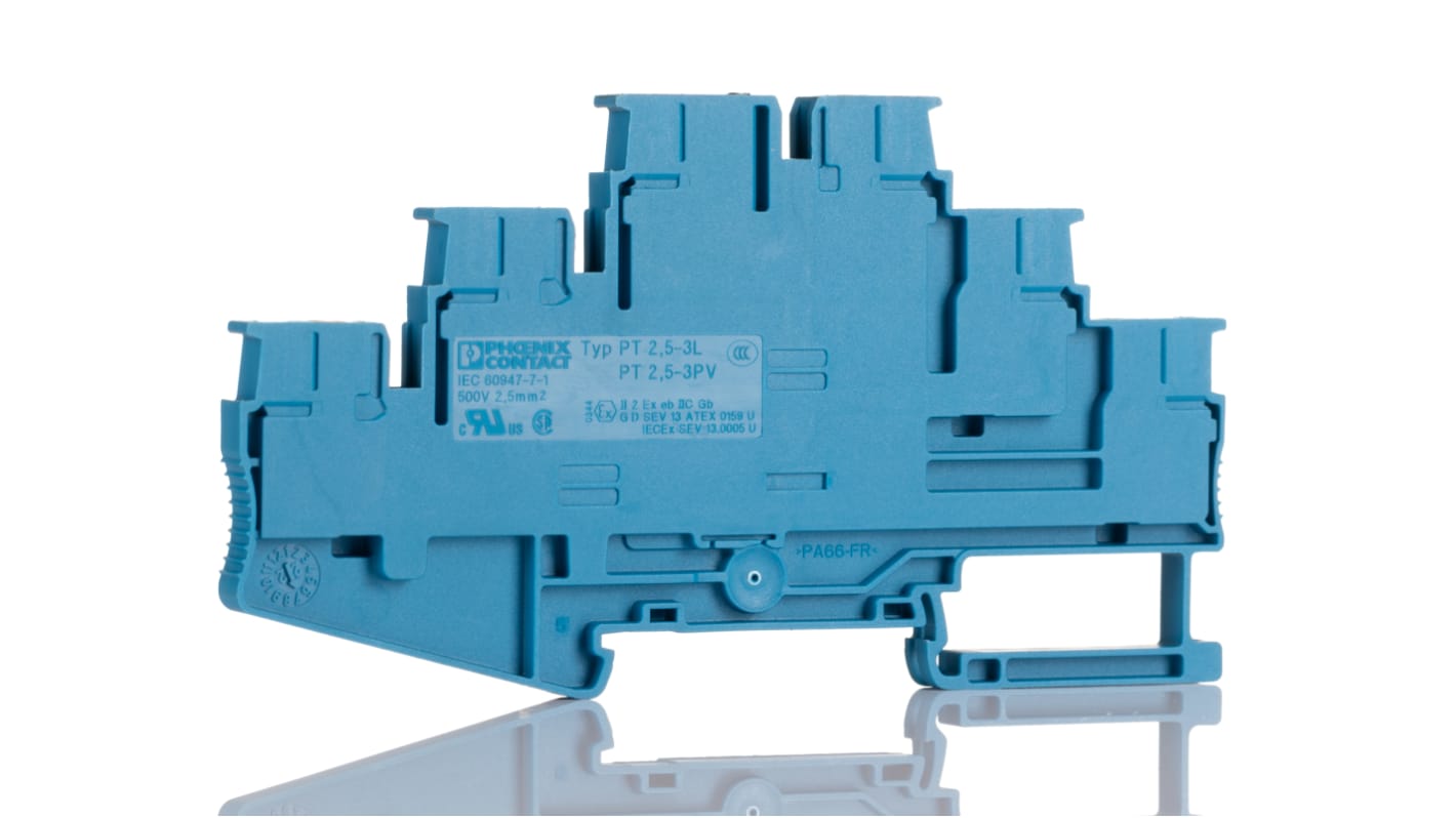 Phoenix Contact 3000716 PT 2.5-3PV BU Series Blue, 2.5mm², 3-Level, ATEX, IECEx
