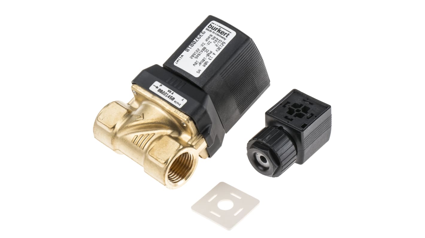 Burkert Solenoid Valve 221602, 2 port(s) , NC, 24 V dc, 1/2in
