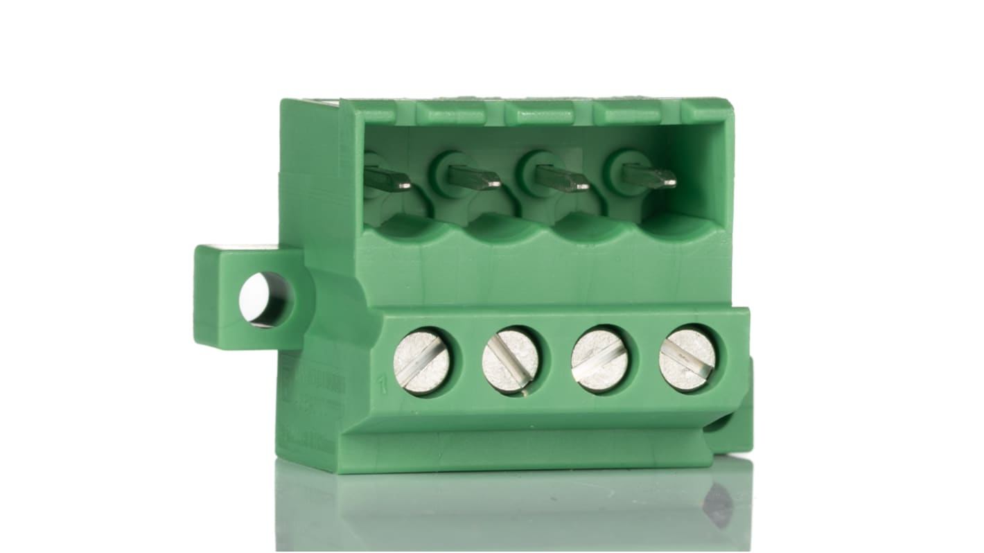 Phoenix Contact, 5.08mm Pitch, MVSTBU 2.5/4-GB-5.08, 4 Way, , Pluggable Terminal Block, Header, Cable Mount, Screw