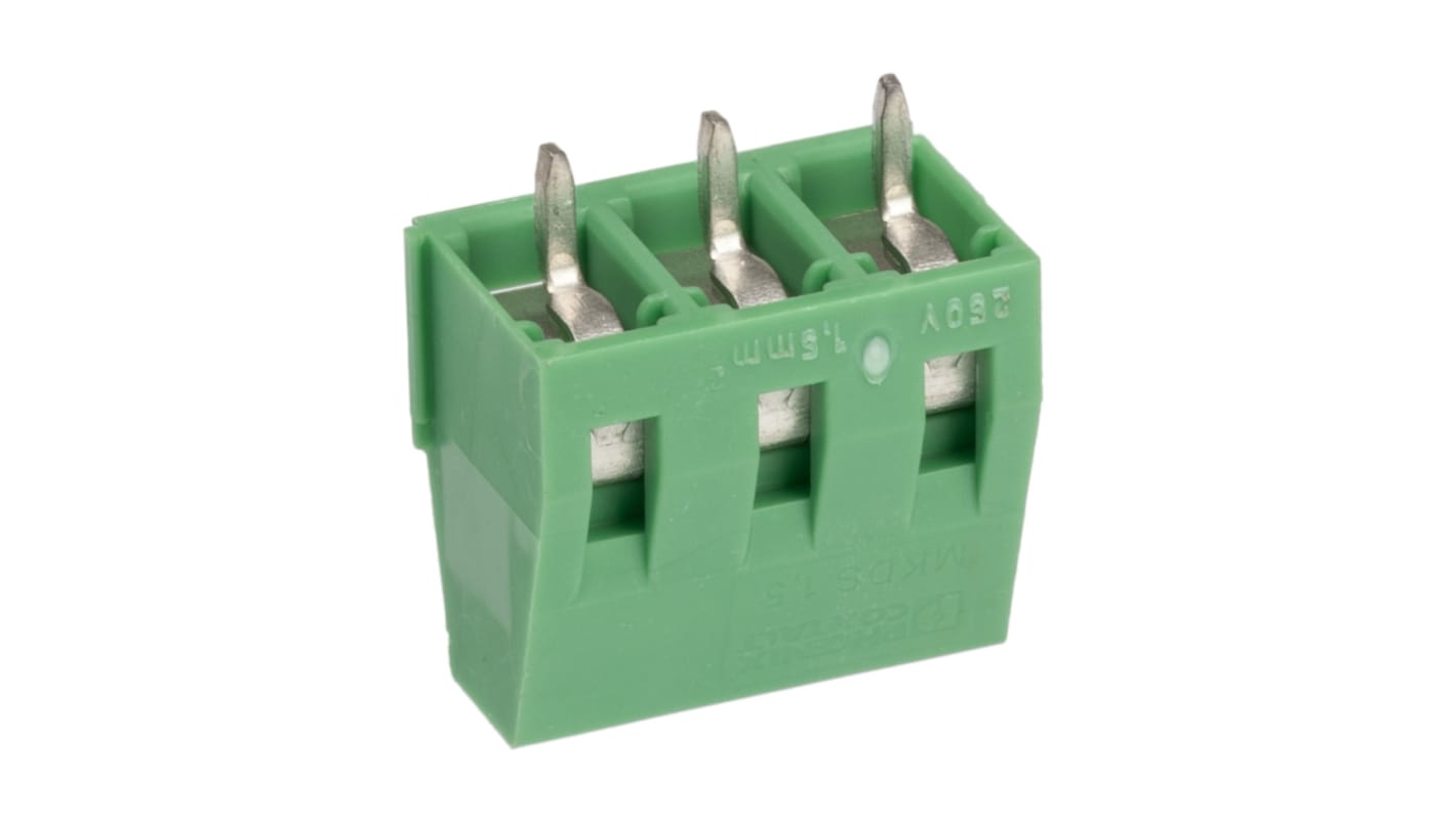 フエニックスコンタクト MKDS 1.5/3 BD:1-3 基板用端子台, 17.5A, 400 V, 5mmピッチ, 1列, 3極