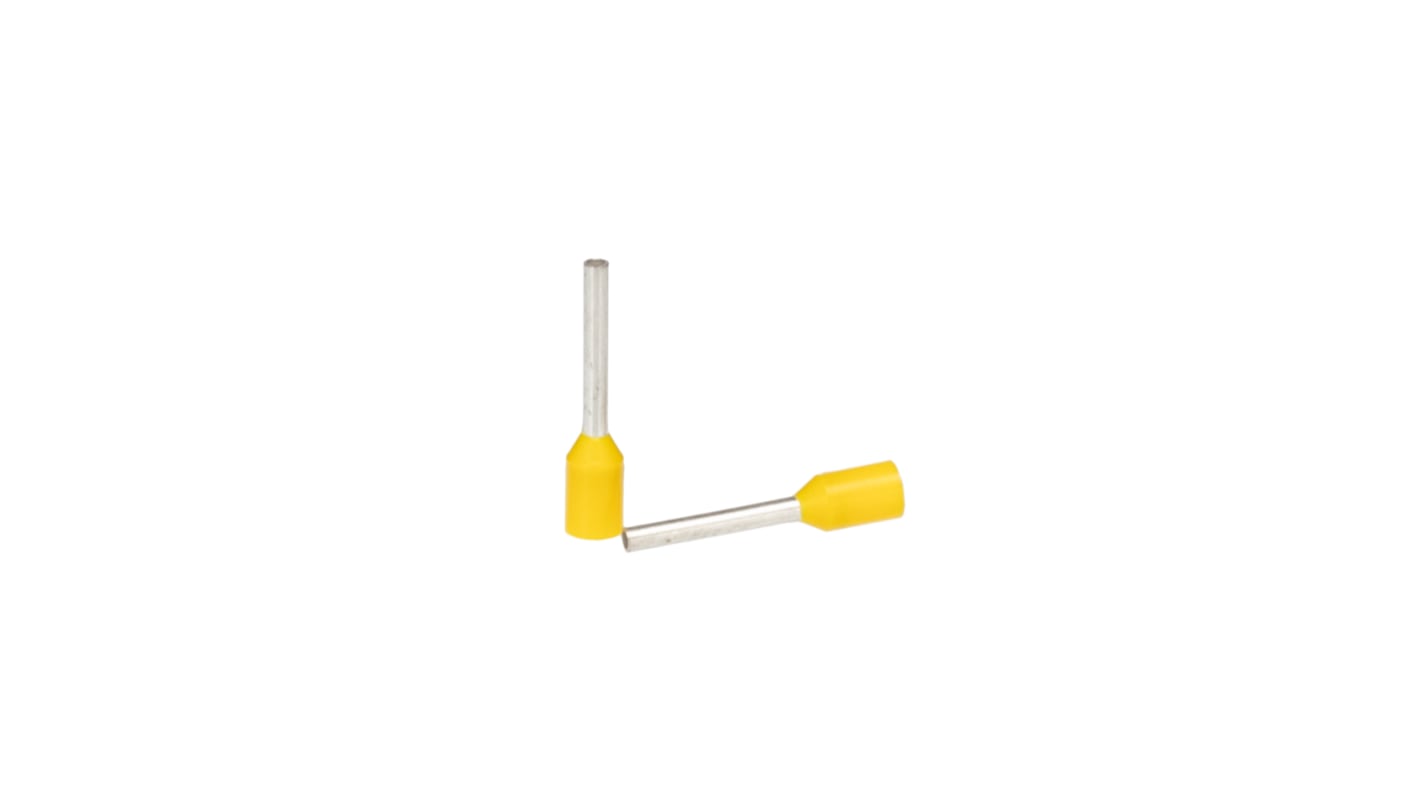 Phoenix Contact, AI Insulated Crimp Bootlace Ferrule, 8mm Pin Length, 0.8mm Pin Diameter, 0.25mm² Wire Size, Yellow