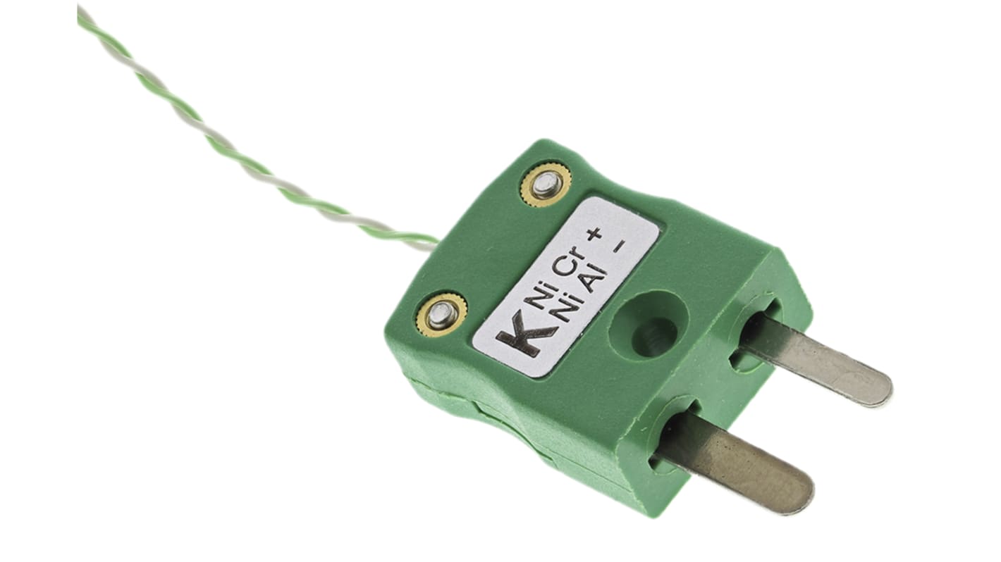 Termopar tipo K RS PRO, Ø sonda 1/0.315mm x 10m, temp. máx +250°C, cable de 10m, conexión , con conector miniatura