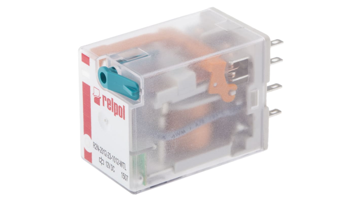 Relpol Plug In Power Relay, 12V dc Coil, 12A Switching Current, DPDT