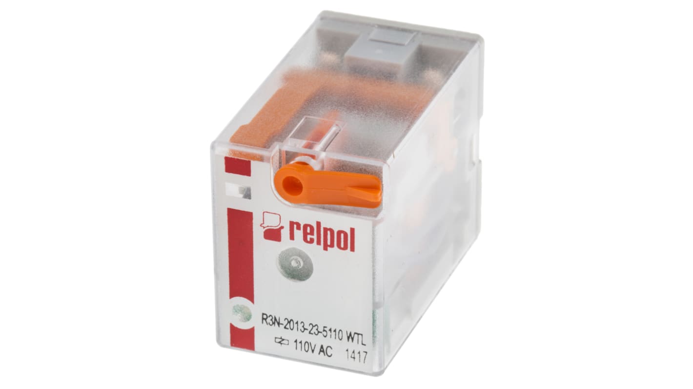 Relpol Plug In Power Relay, 110V ac Coil, 10A Switching Current, 3PDT