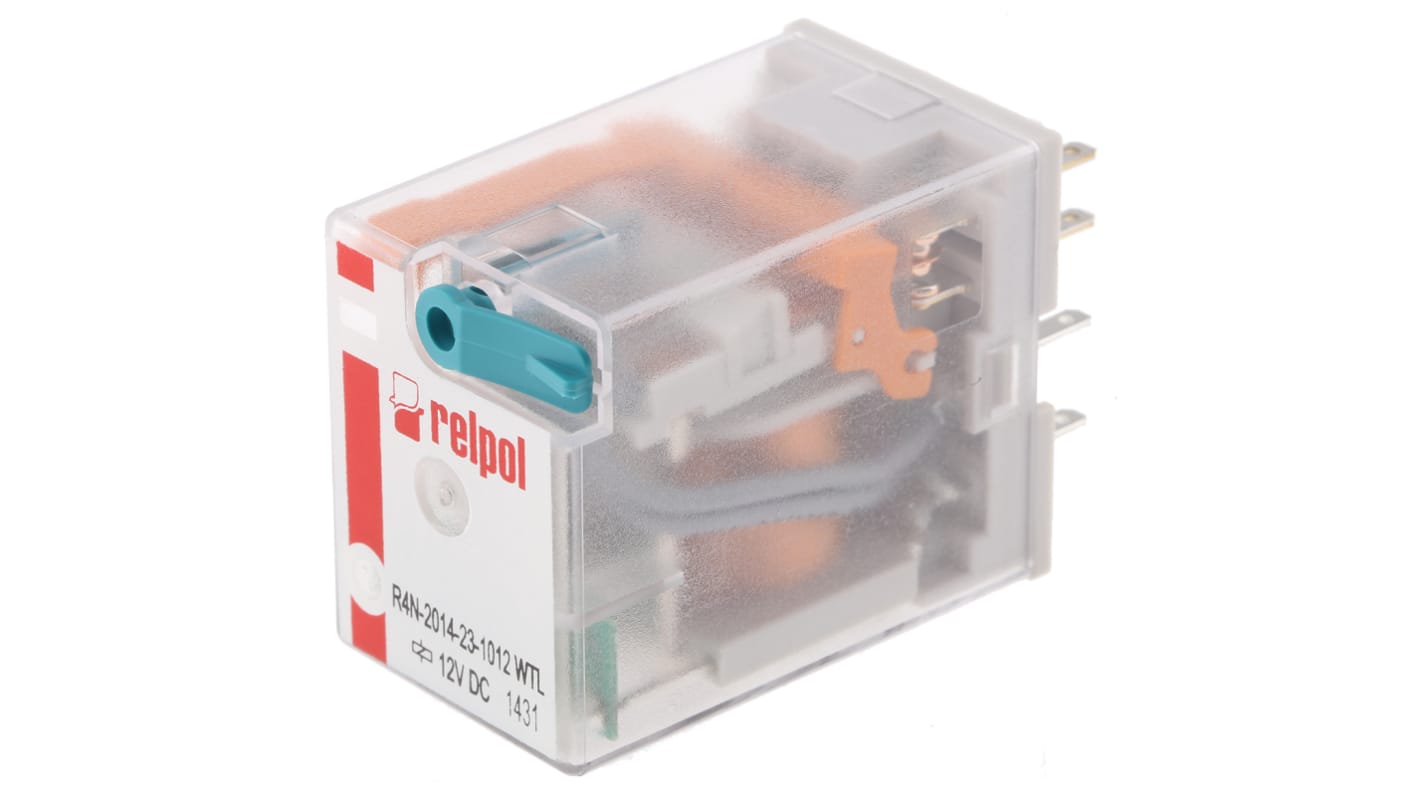 Relpol Plug In Power Relay, 12V dc Coil, 6A Switching Current, 4PDT