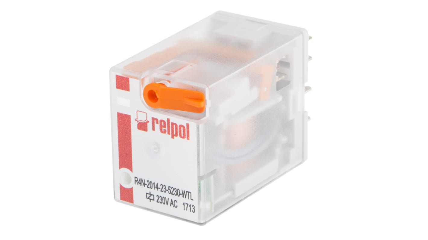 R4N 2014 23 5230 WTL Relpol R4N 230V ac Spule 4 poliger Wechsler Steckrelais 6A 16100 1.6W Monostabiles Relais RS