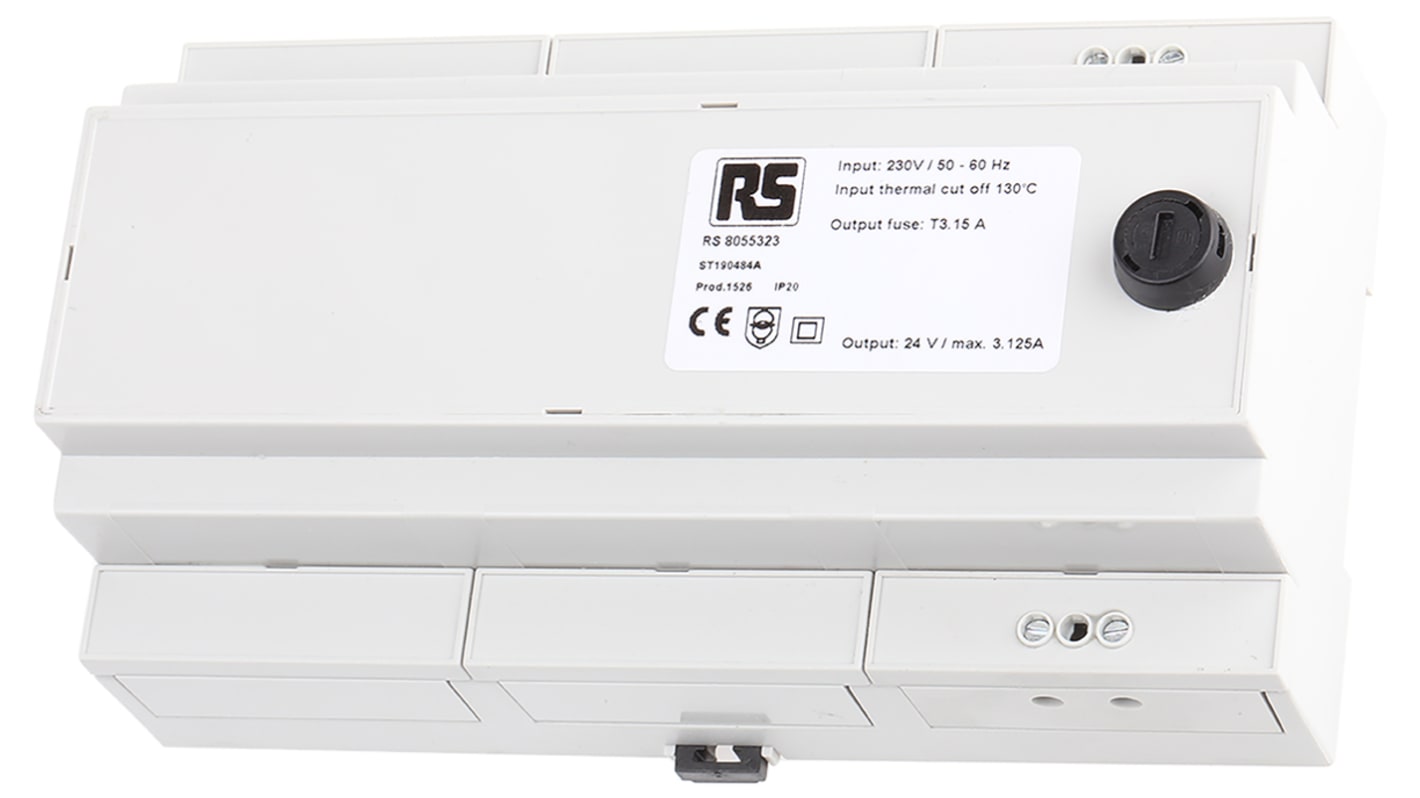 Transformador de carril DIN RS PRO, 24V ac, 75VA, 1 salida