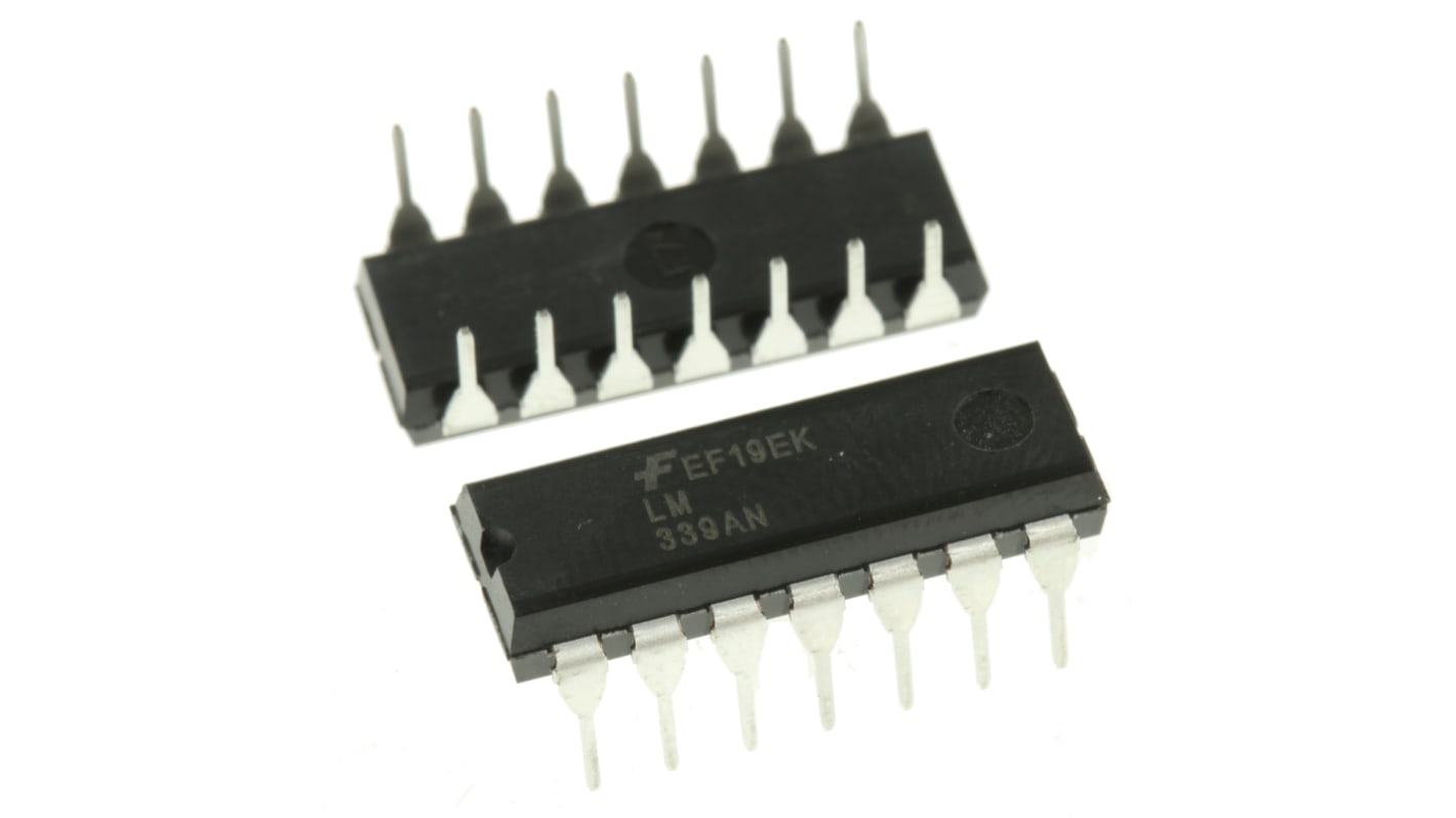 LM339AN-ON onsemi, Quad Comparator, Open Collector O/P, 1.3μs 2 → 36 V 14-Pin PDIP