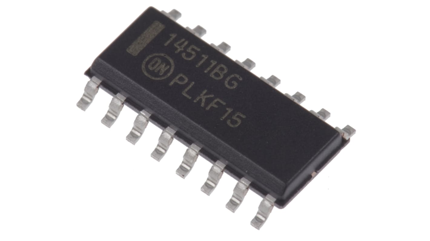 Décodeur, MC14511BDG, SOIC, 16 broches