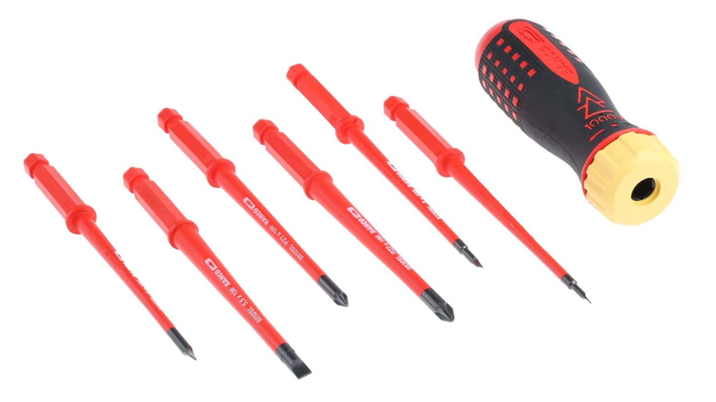 Bahco Pozidriv; Slotted Interchangeable Insulated Screwdriver Set, 7-Piece