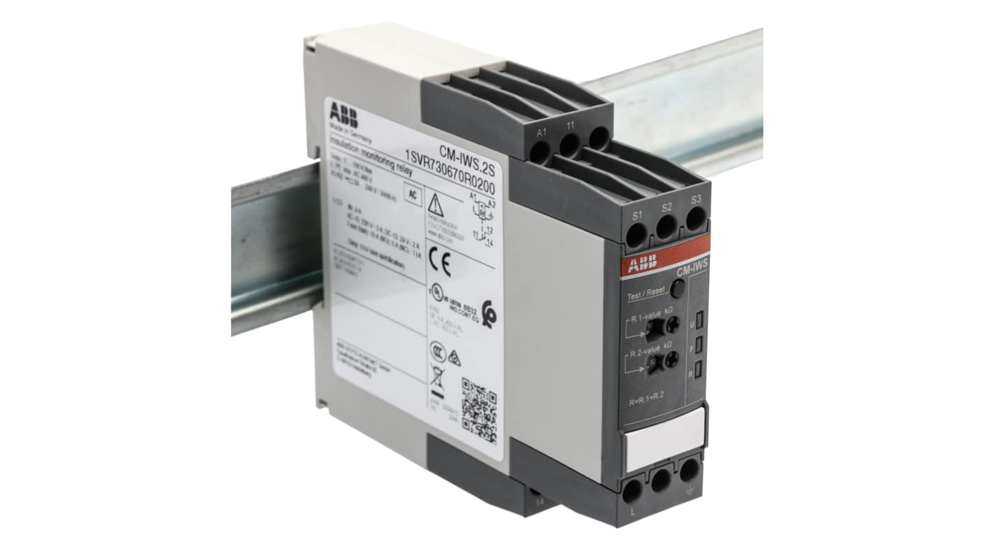 ABB Insulation Monitoring Relay, 1, 3 Phase, SPDT, 0 → 400V ac, DIN Rail