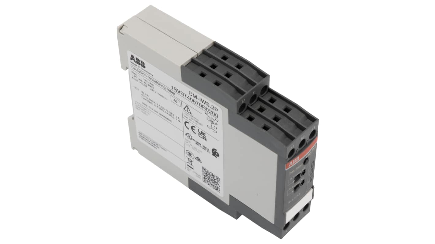 ABB Insulation Monitoring Relay, 1, 3 Phase, SPDT, 0 → 250V ac, DIN Rail