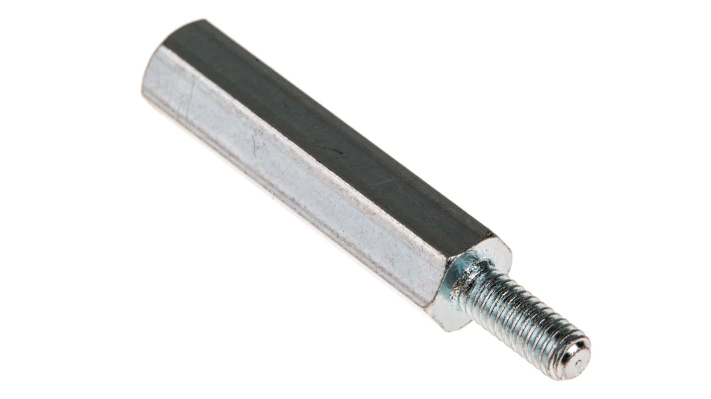 RS PRO Standoff, M4 x M4 Thread, 30mm Body, Steel, Male/Female, 10mm Stud