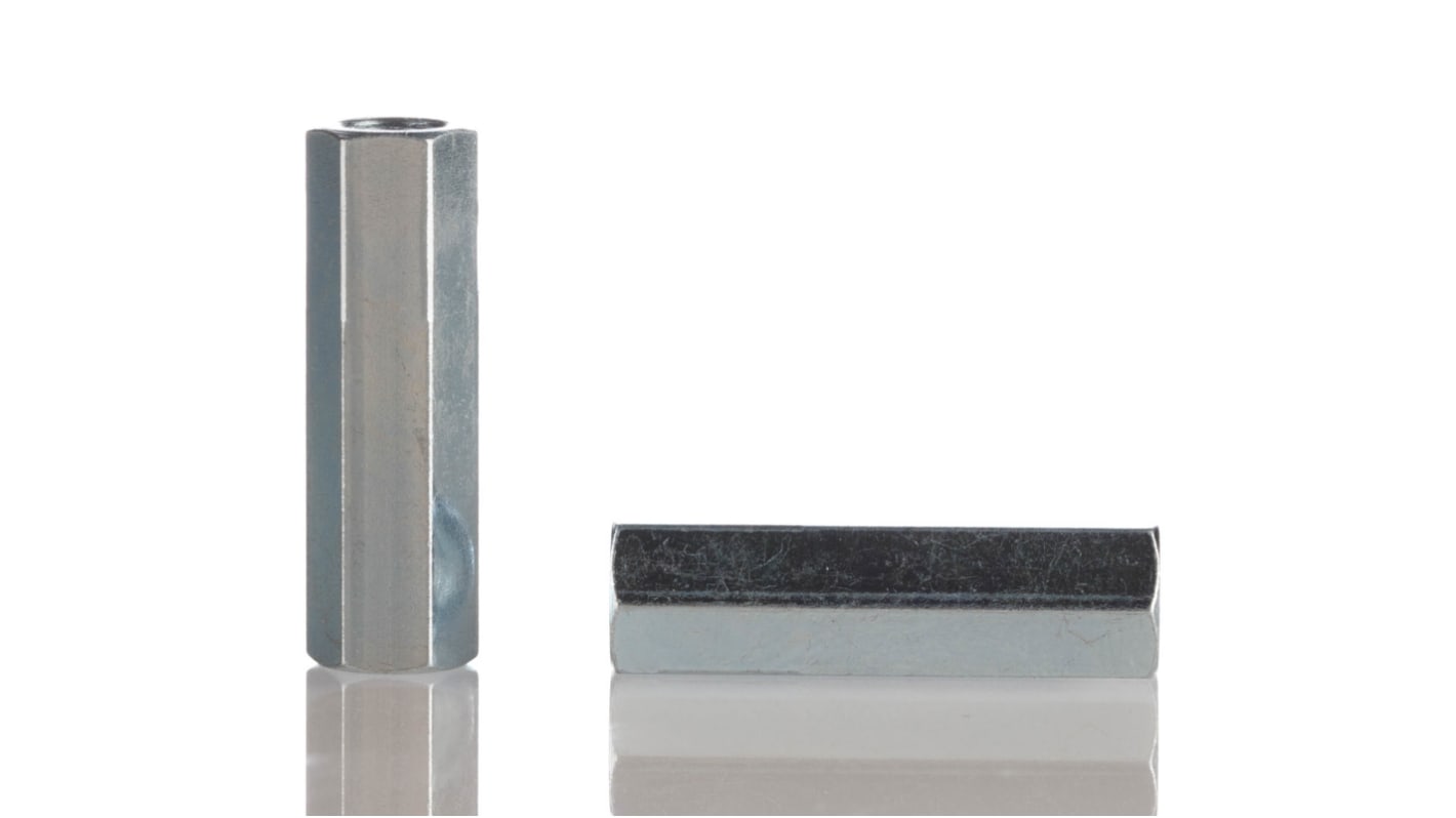 RS PRO Standoff, M4 x M4 Thread, 25mm Body, Steel, Female/Female