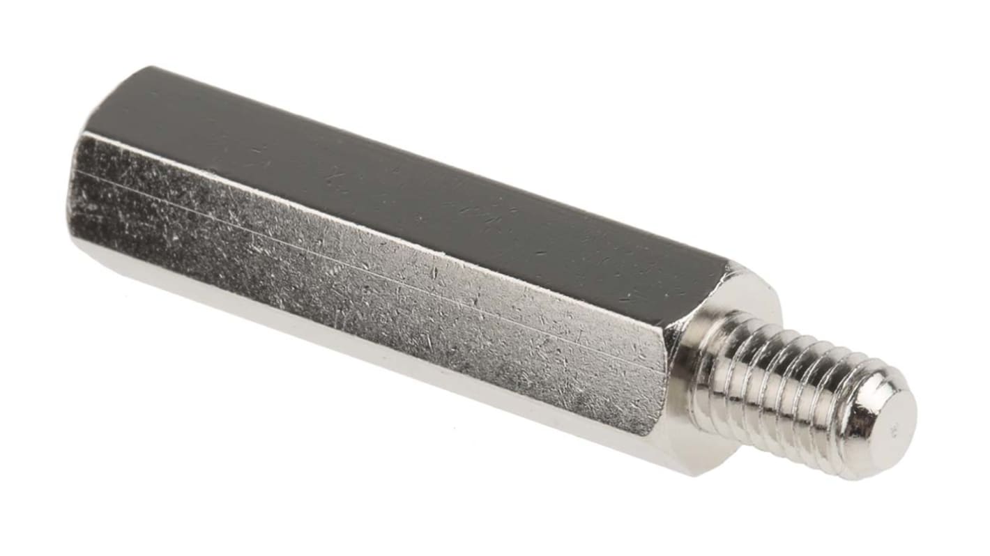 RS PRO Standoff, M5 x M5 Thread, 30mm Body, Brass, Male/Female, 8mm Stud