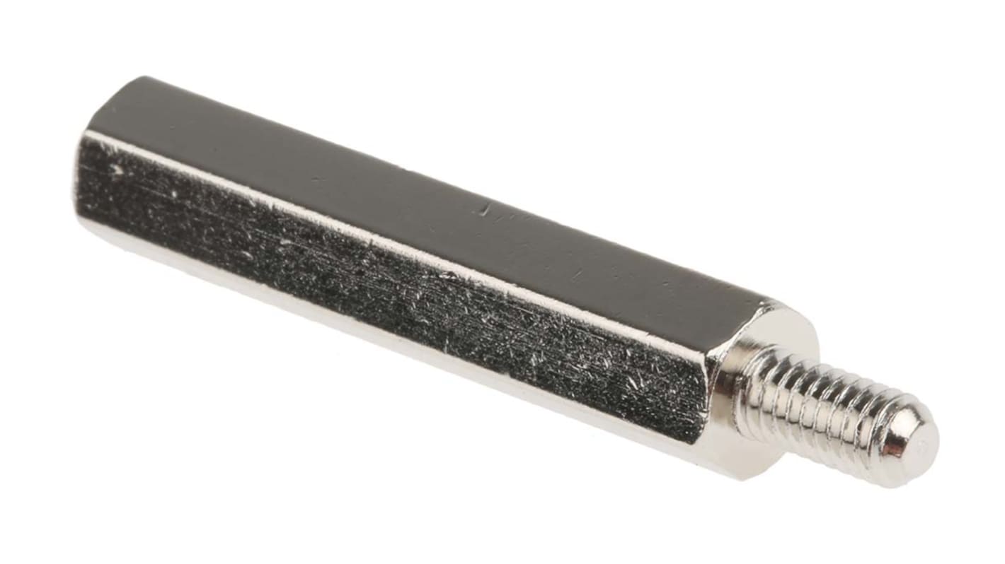 RS PRO Standoff, M4 x M4 Thread, 35mm Body, Brass, Male/Female, 8mm Stud