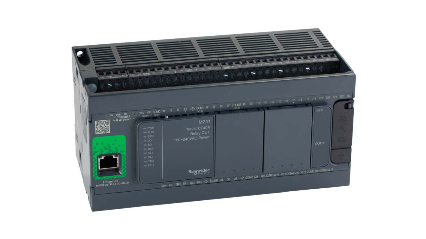 Schneider Electric Modicon M241 Series PLC CPU, Relay Output, 24-Input