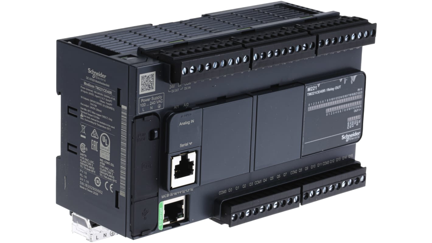 Rs-Online Controllore logico Schneider Electric Modicon M221 ingressi: 24 uscite: 16 40 I/O
