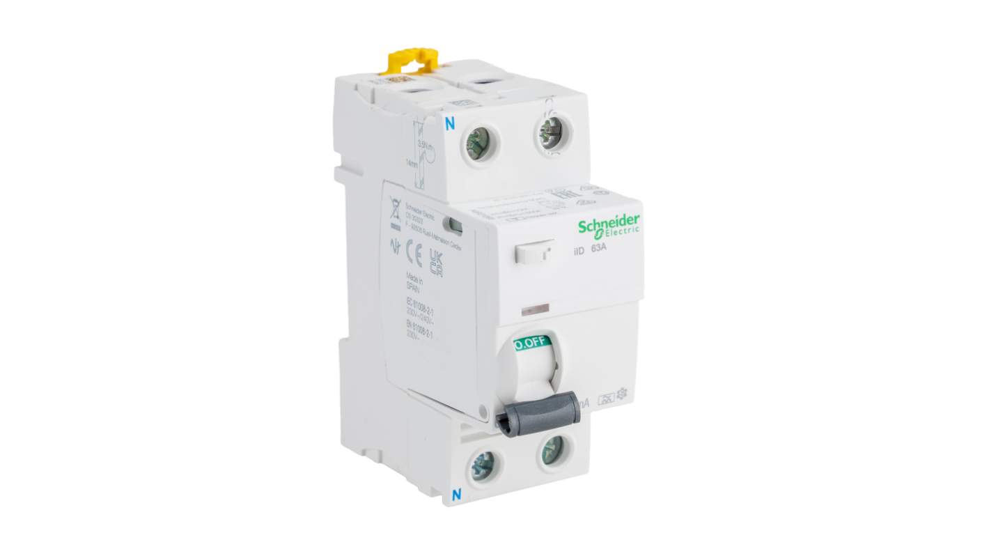 Interruptor diferencial Schneider Electric, 63A Tipo A, 2 Polos, 30mA Acti9