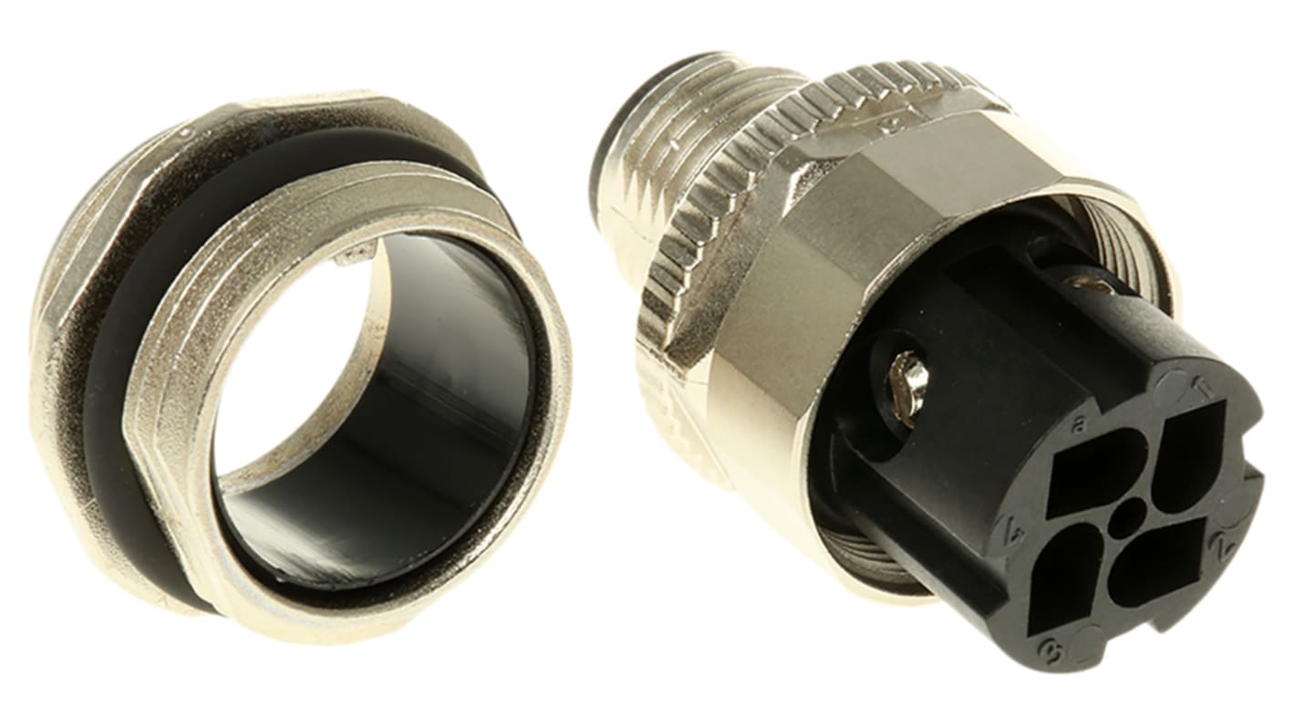binder Circular Connector, 4 Contacts, Panel Mount, M12 Connector, Plug, Male, IP67, 813 Series