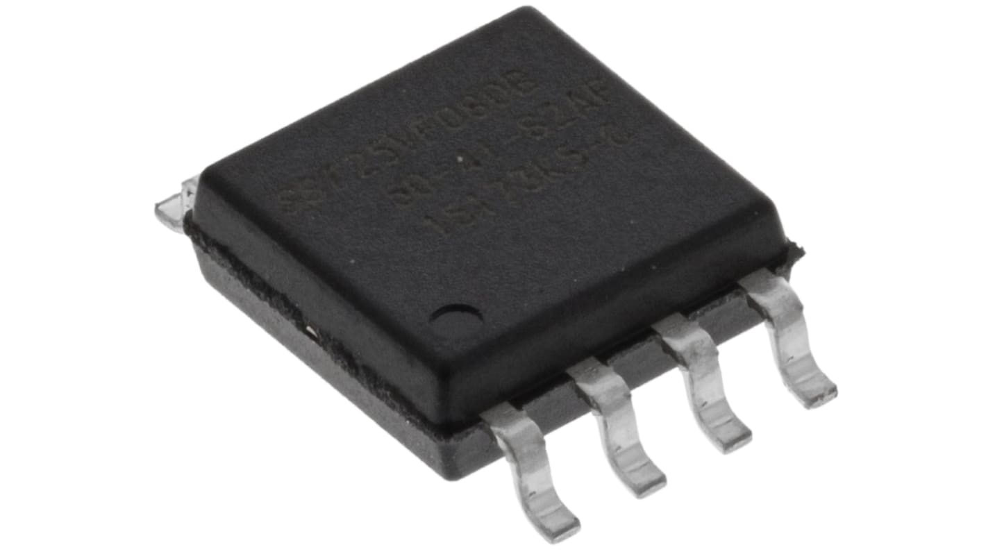 Microchip 分门闪存芯片, 8Mbit, SPI接口, SOIC, 8针, 2.7 V→3.6 V, 8M x 1 位, SST25系列