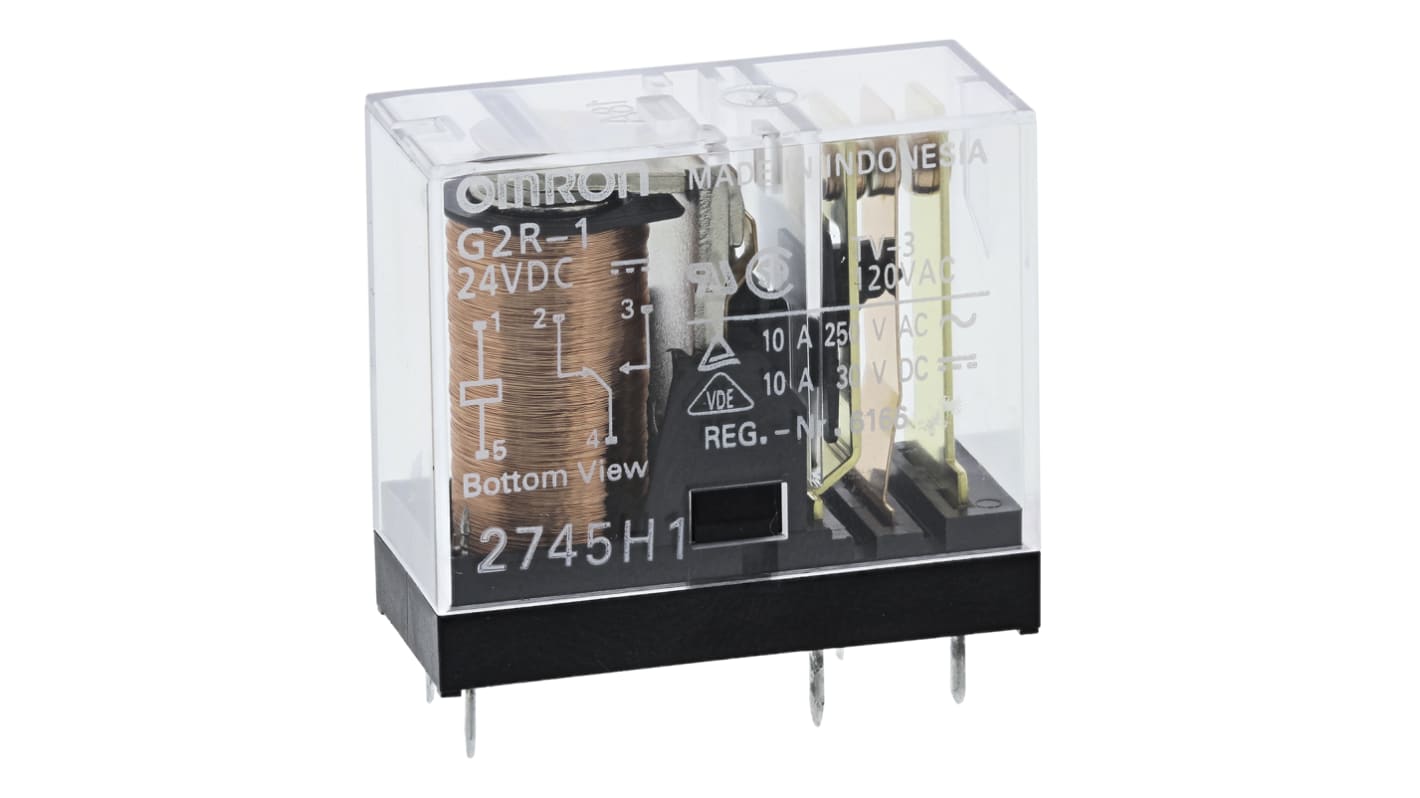 Omron PCB Mount Power Relay, 24V dc Coil, 10A Switching Current, SPDT