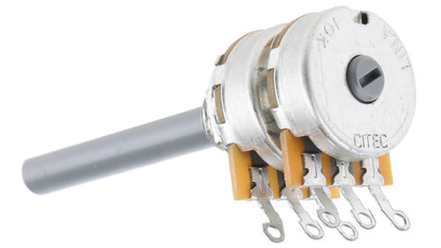 Potencjometr 10kΩ typ Obrotowy TE Connectivity średnica wału 6,35 mm 0.4W długość wału 50mm Montaż panelowy