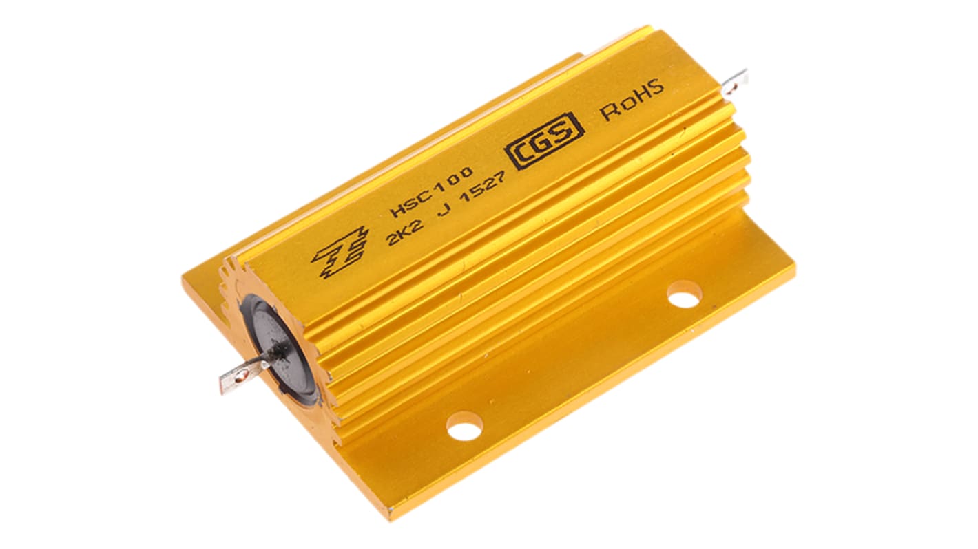 TE Connectivity 铝壳绕线电阻, 2.2kΩ, 100W, ±5%容差, 焊片接端, HSC100系列