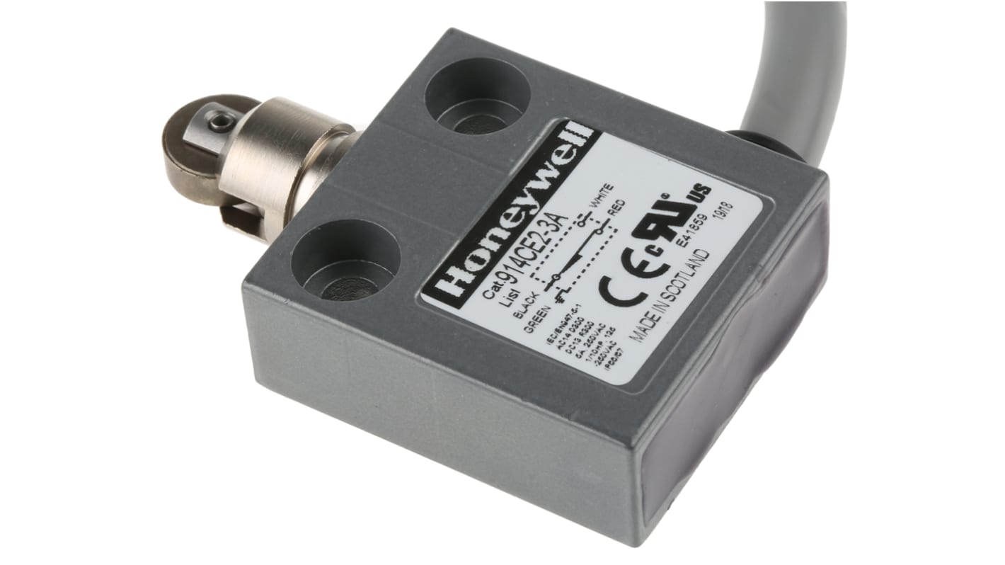 Honeywell 914CE Series Roller Plunger Limit Switch, NO/NC, IP66, IP67, IP68, SPDT, Die Cast Zinc Housing, 250V ac Max,