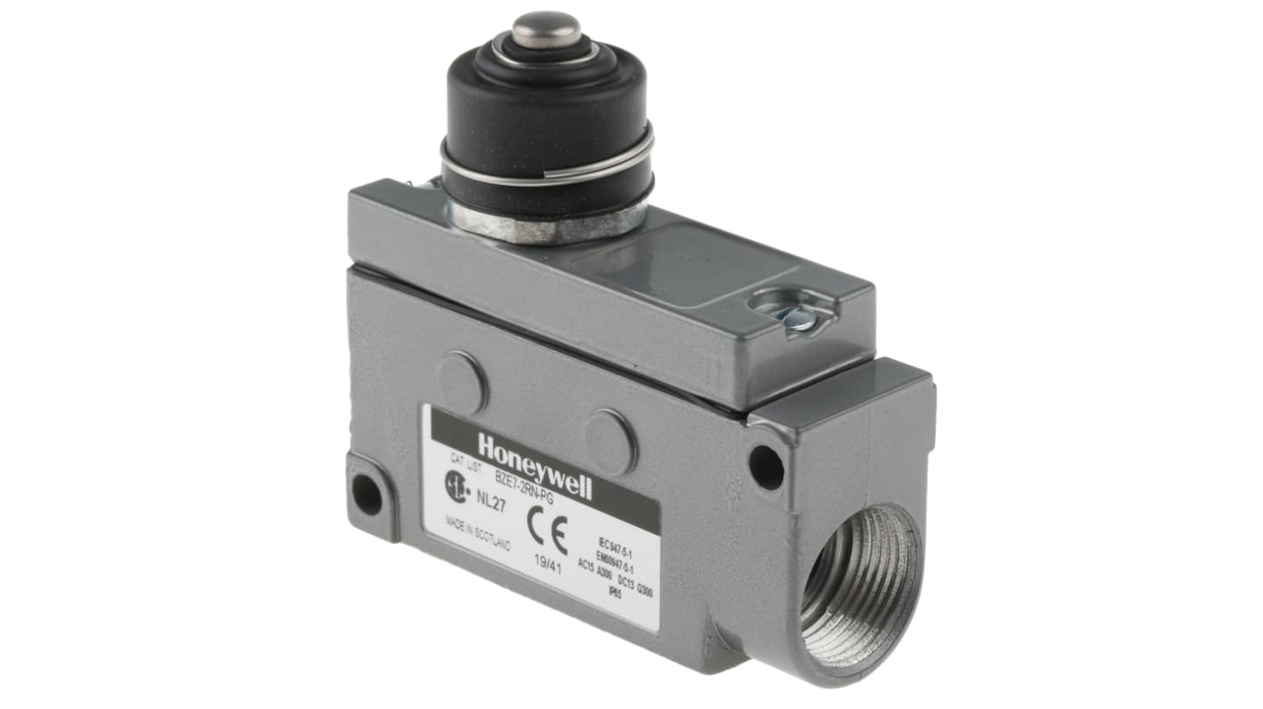 Honeywell 柱塞式行程开关, 最大直流250V, 最大交流480V, 最大15A, IP65, PG13.5接口, 常开/常闭, BZE7系列