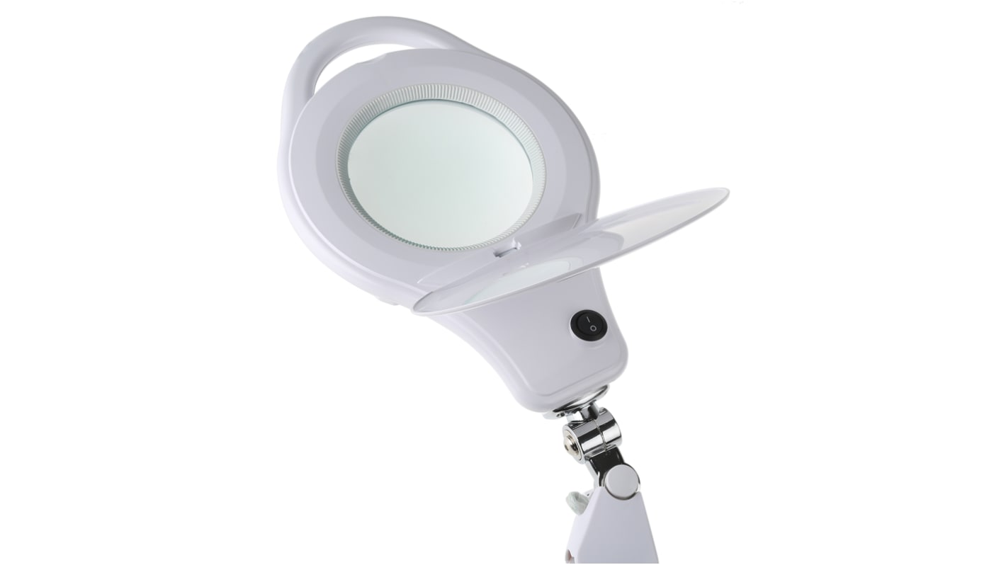 RS PRO LED Magnifying Lamp with Table Clamp Mount, 3 dpt, 5 dpt, 125mm Lens Dia., 125mm Lens