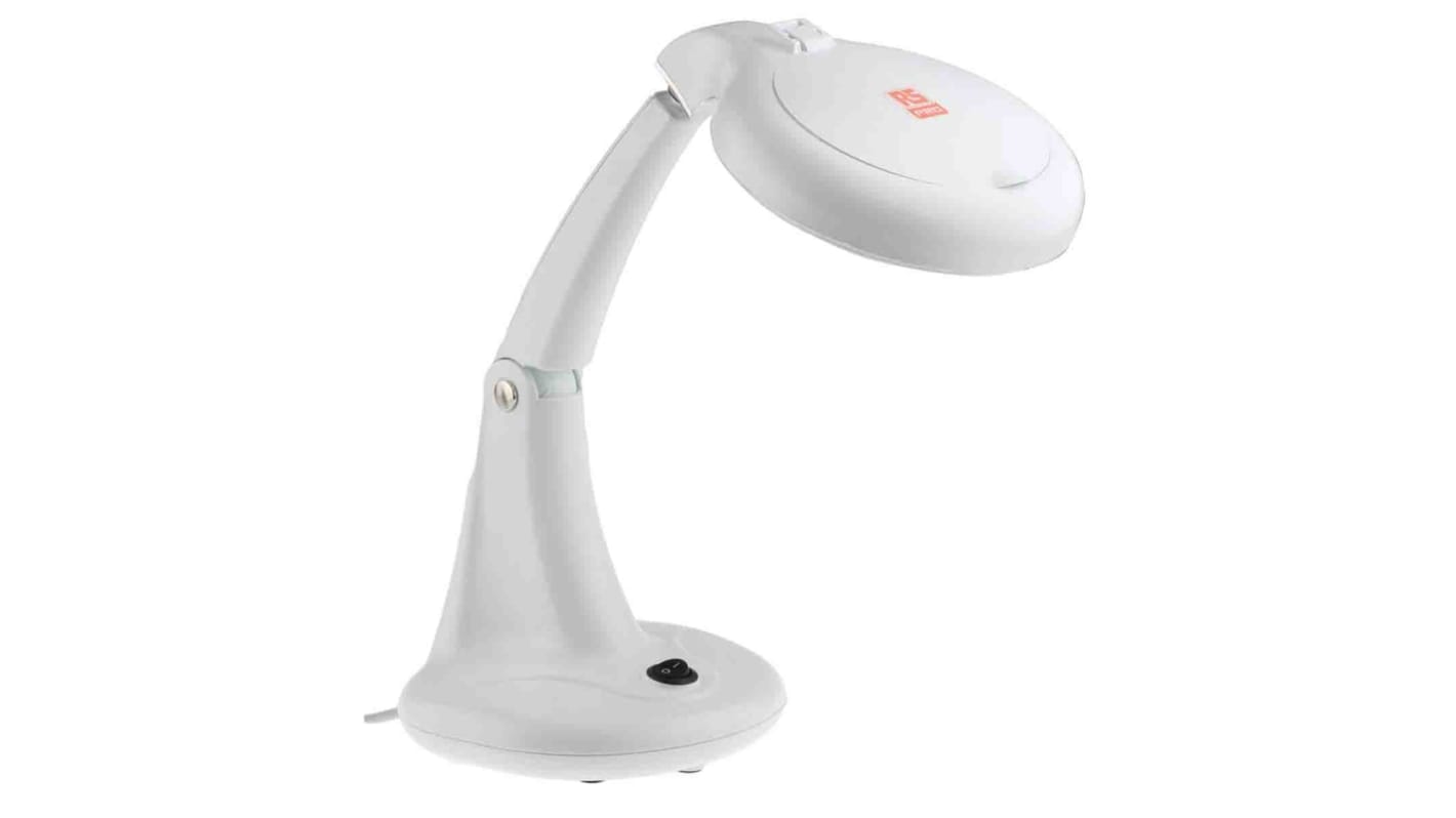 RS PRO Magnifying Lamp with Integral Base, 3 dpt, 12 dpt, 100mm Lens Dia., 100mm Lens