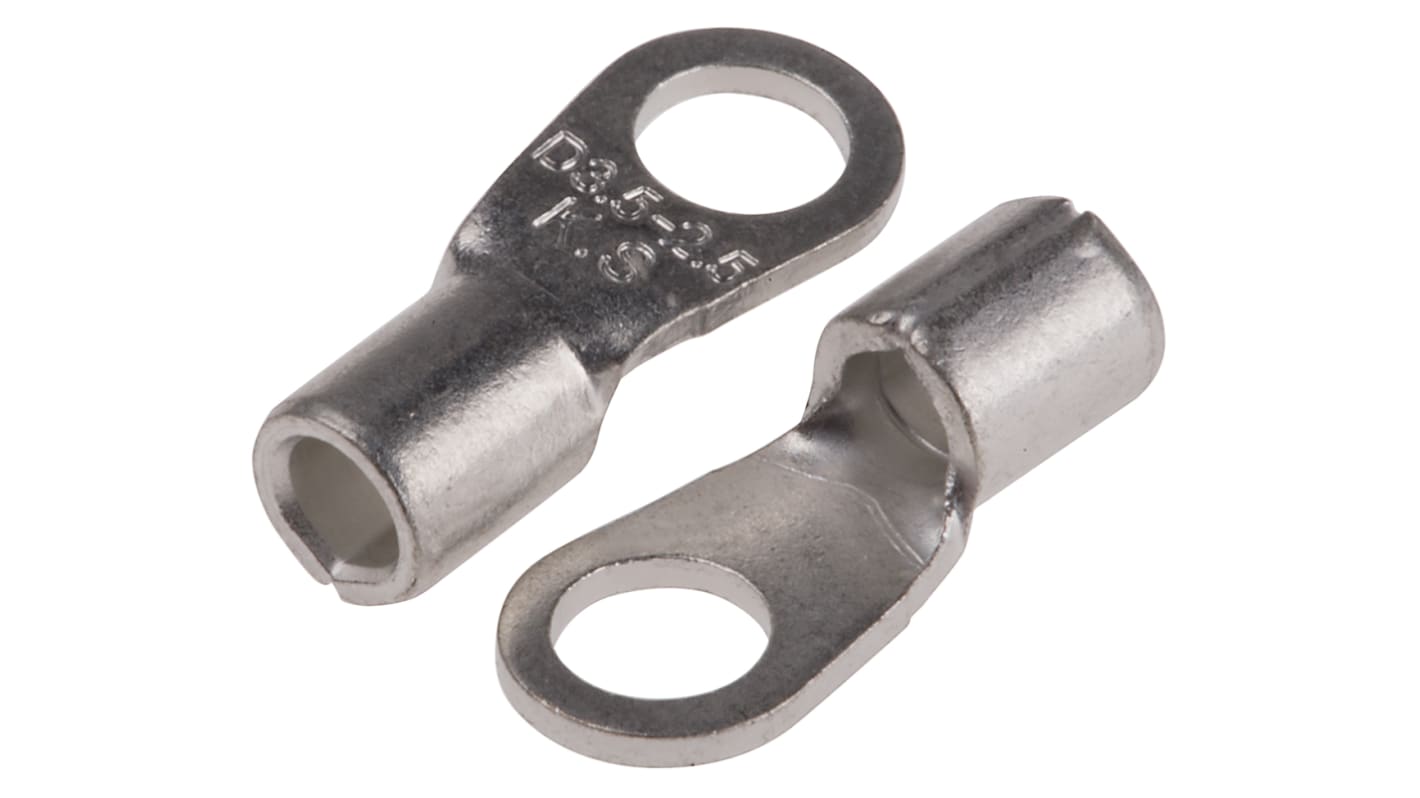 RS PRO Uninsulated Ring Terminal, #6 Stud Size, 1.5mm² to 2.5mm² Wire Size