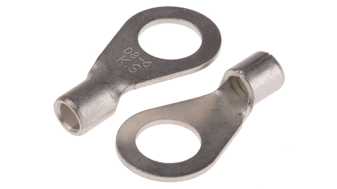RS PRO Uninsulated Ring Terminal, 8.4mm Stud Size, 2.5mm² to 6mm² Wire Size
