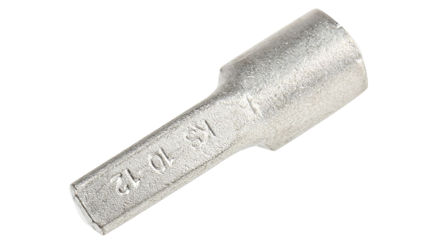 RS PRO Uninsulated, Tin Crimp Pin Connector, 10mm² to 10mm², 8AWG to 8AWG, 4.3mm Pin Diameter, 14mm Pin Length, Silver