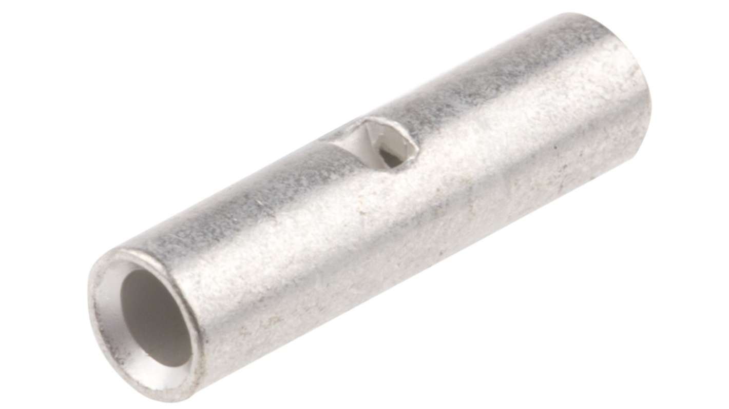 RS PRO Butt Splice Splice Connector, Silver, Uninsulated, Tin 16 → 14 AWG