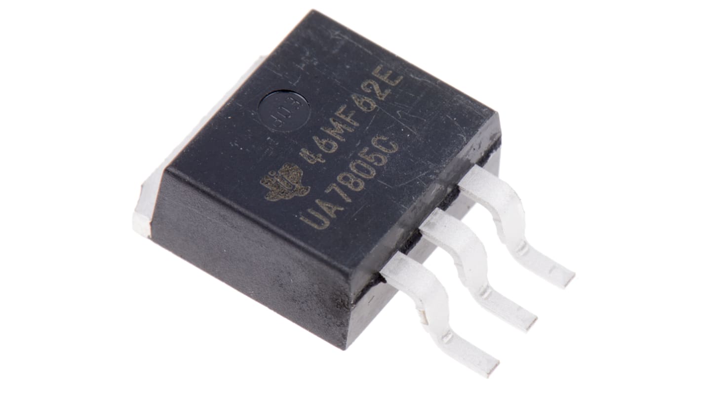 Régulateur de tension, UA7805CKTTR, 1.5A, D2PAK (TO-263) 3 broches.