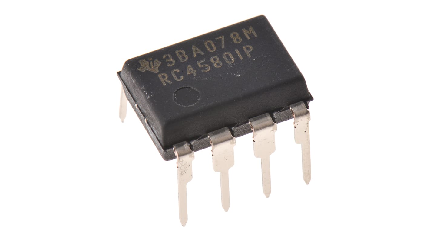 RC4580IP Texas Instruments, Audio, Op Amp, 12MHz 1 kHz, 8-Pin PDIP