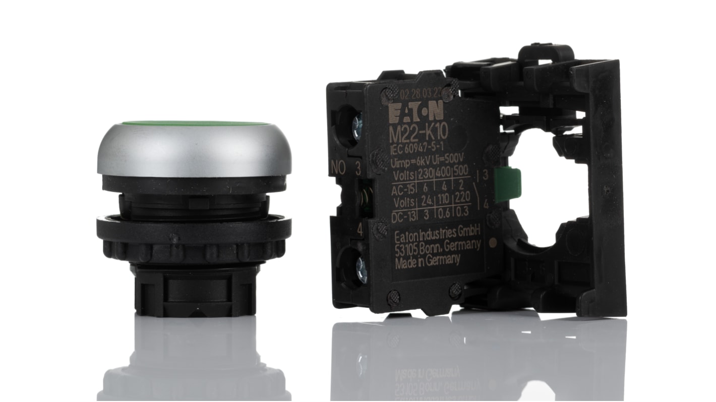 Eaton RMQ Titan M22 Series Push Button, Momentary, Panel Mount, 22mm Cutout, SPST, IP66, IP67, IP69