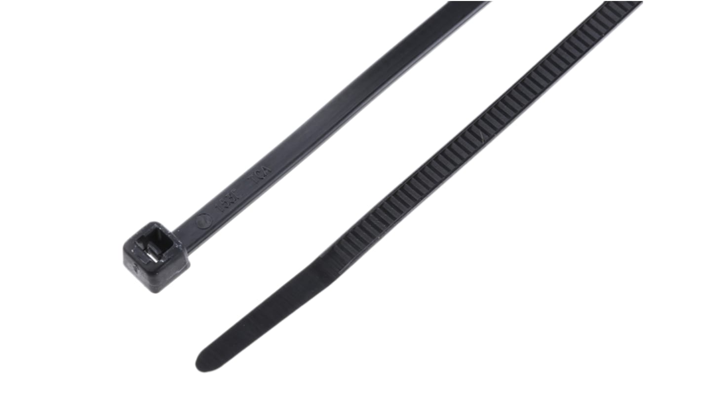 HellermannTyton Cable Tie, Inside Serrated, 150mm x 3.5 mm, Black Polyamide 6.6 (PA66), Pk-100
