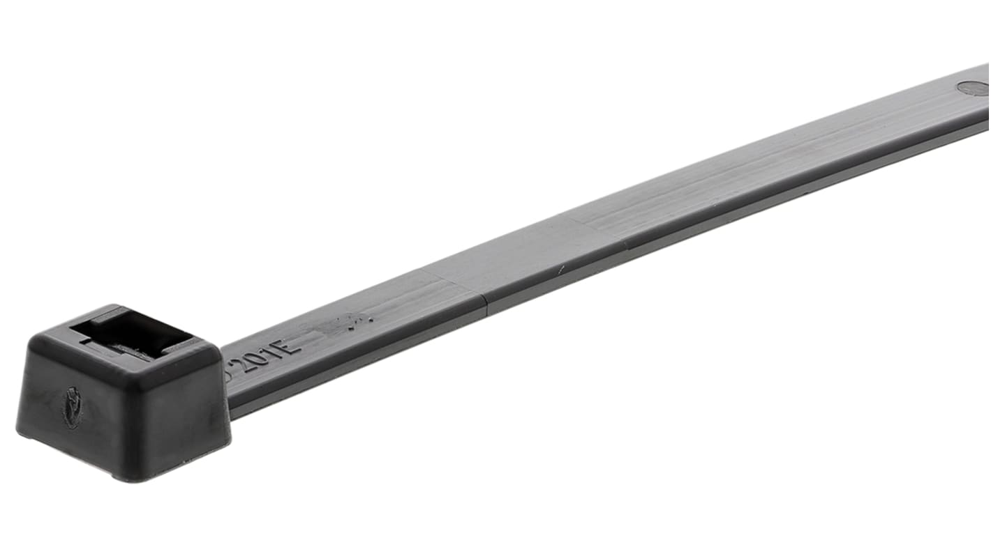 HellermannTyton Cable Tie, Inside Serrated, 387mm x 7.6 mm, Black Polyamide 6.6 (PA66), Pk-100