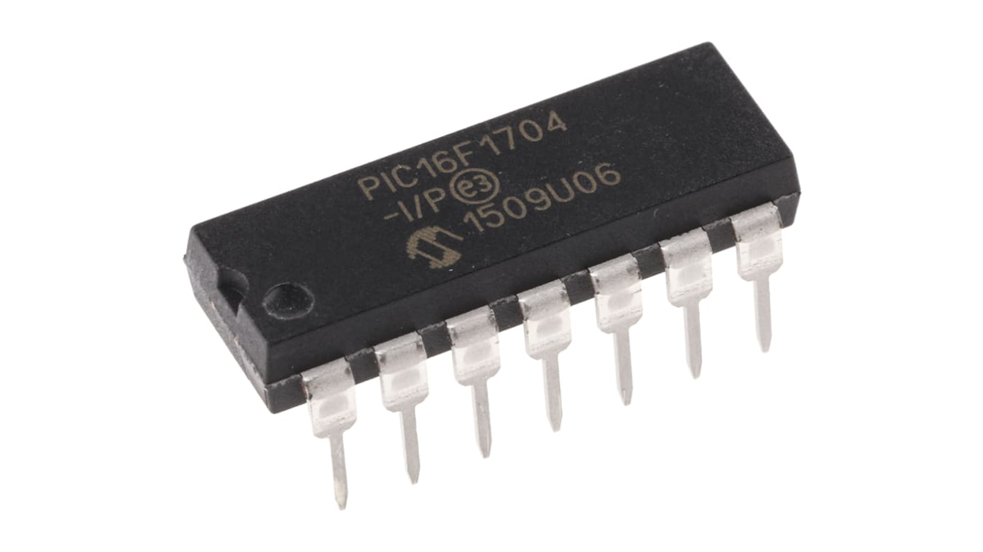 Microchip PIC16F1704-I/P, 8bit PIC Microcontroller, PIC16F, 32MHz, 4096 words Flash, 14-Pin PDIP