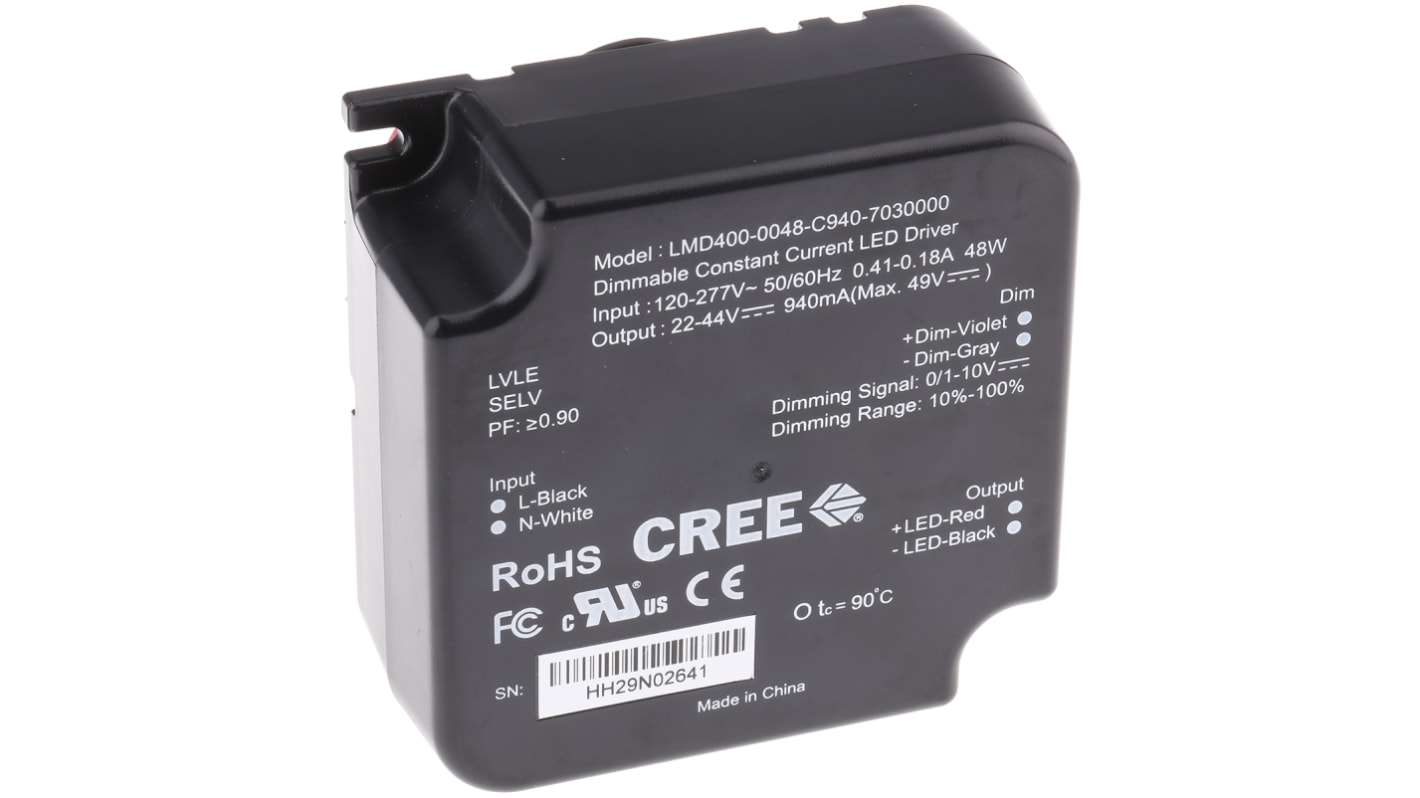 Cree LED LED Driver, 22 → 44V Output, 41W Output, 940mA Output, Constant Current Dimmable