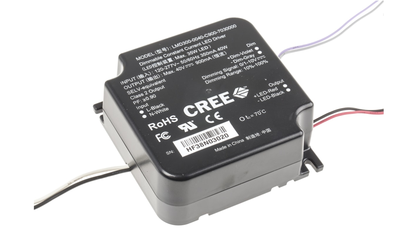 Cree LED Driver, 40V Output, 36W Output, 900mA Output, Constant Current Dimmable