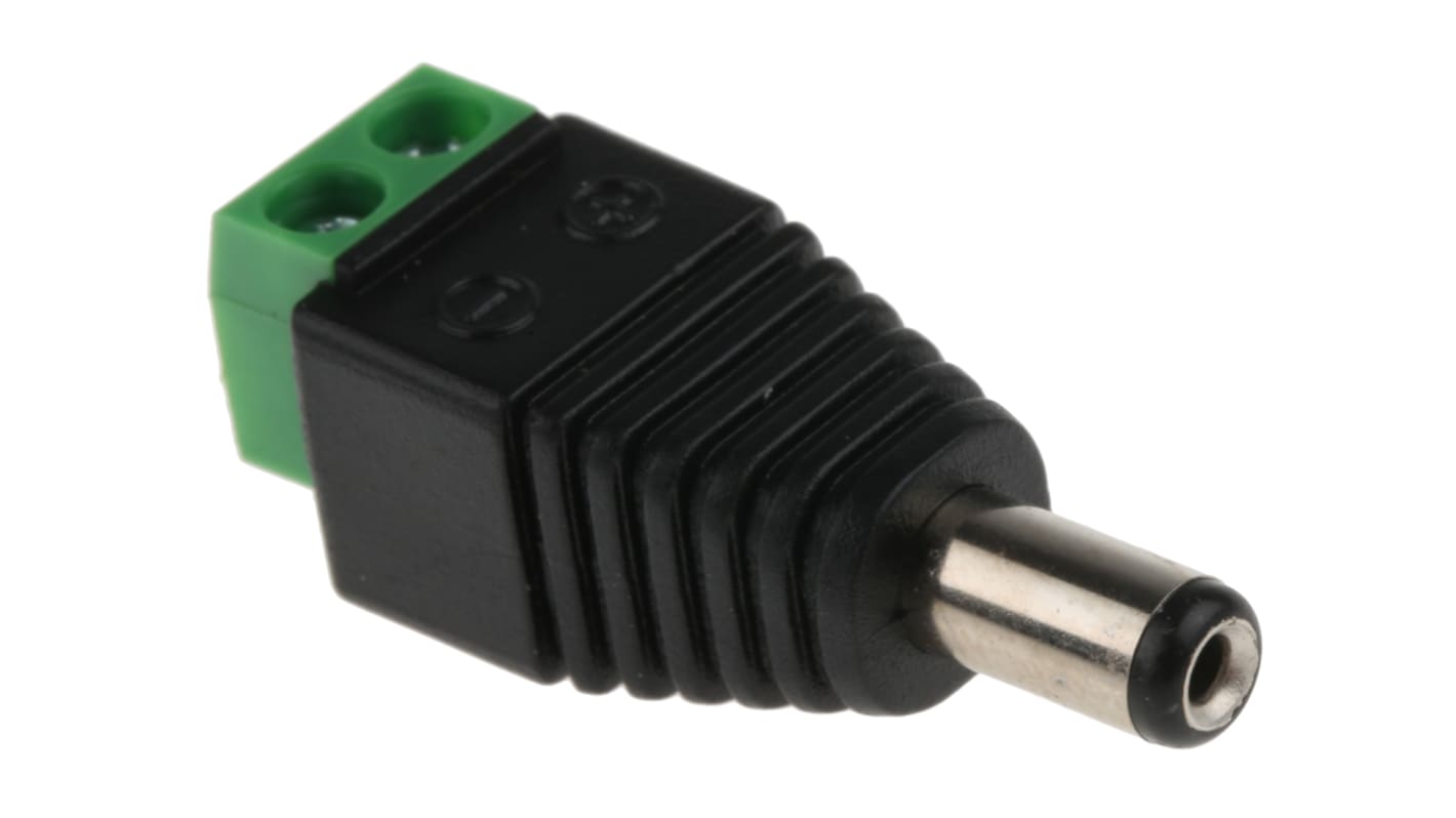 Conector DC macho, RS PRO, Ø int. 2.1mm, Ø ext. 5.5mm, Montaje de Cable, 16 V, 2A